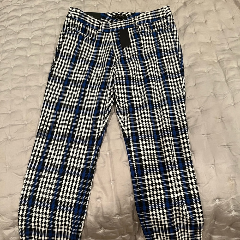 Banana Republic Blue Black White Plaid Cropped Pants